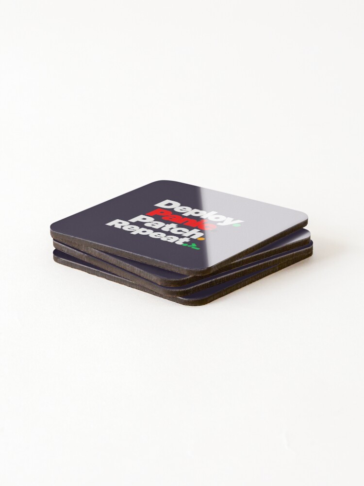 Thumbnail 4 of 5, Coasters (Set of 4), Deploy Panic Patch Repeat Programmer Humor designed and sold by AzizLab.