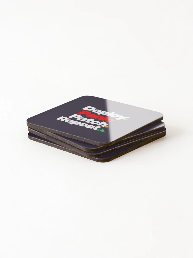 Thumbnail 4 of 5, Coasters (Set of 4), Deploy Panic Patch Repeat Programmer Humor designed and sold by AzizLab.