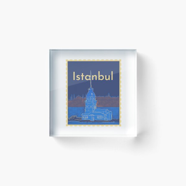 Item preview, Istanbul Postage Stamp Maidens Tower Travel Vintage Illustration designed and sold by Kapsula2023.