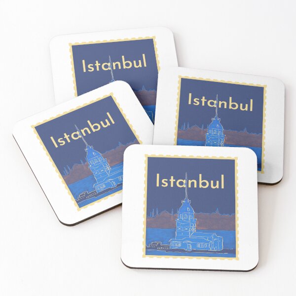 Item preview, Istanbul Postage Stamp Maidens Tower Travel Vintage Illustration designed and sold by Kapsula2023.