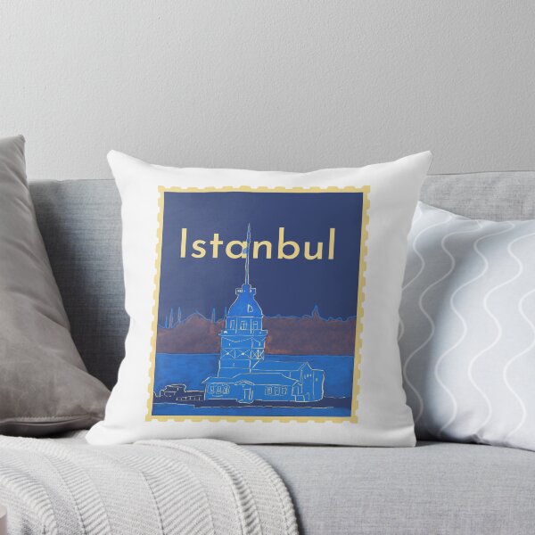 Item preview, Istanbul Postage Stamp Maidens Tower Travel Vintage Illustration designed and sold by Kapsula2023.