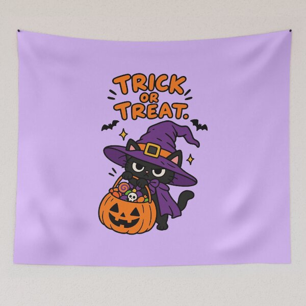 Item preview, Trick or Treat Cat – Black Witch Cat with Halloween Candy designed and sold by MewMade.