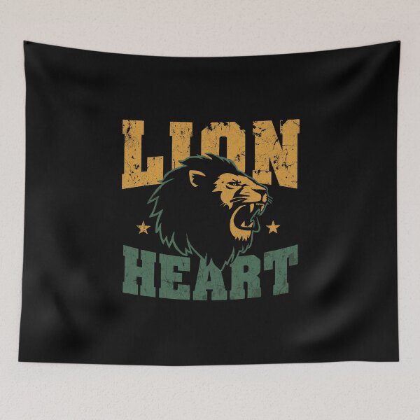 Item preview, Lion Heart Distressed Vintage Roaring lion head Green & Yellow Retro designed and sold by HYPNK.