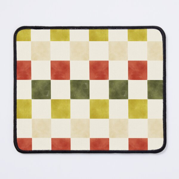 Item preview, Retro Geometric Watercolor Checkerboard in Mustard Yellow, Rust and Olive Green designed and sold by QuestingPixel.