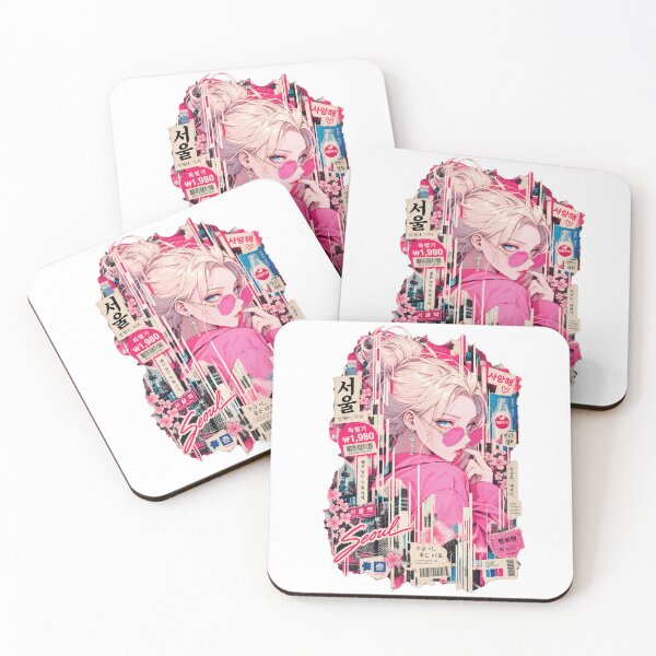Item preview, Seoul Street Vibes Pink Aesthetic Anime Girl Collage designed and sold by SeoulVibeStudio.