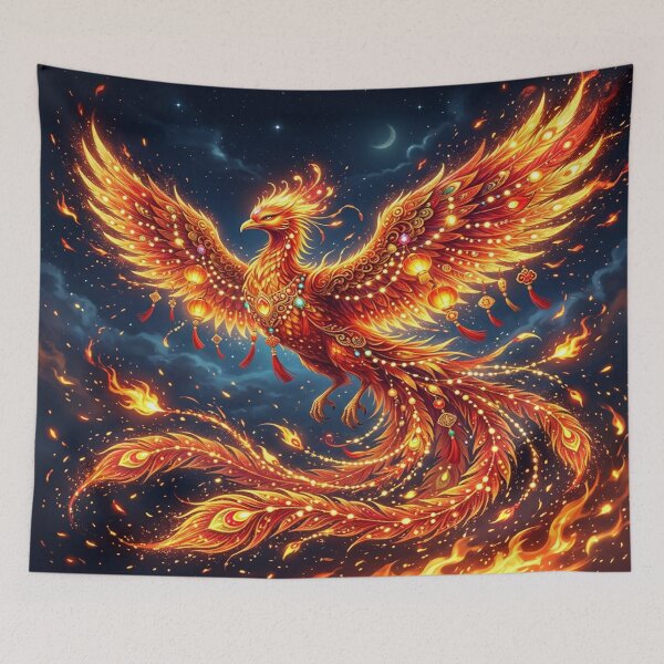 Item preview, Majestic Chinese Phoenix Soaring Through Flaming Sparks designed and sold by Solomon-Ent-144.