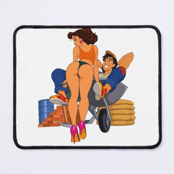 Item preview, Construction Cartoon Pin Up – Glamorous Girl & Charming Worker designed and sold by Hollow Moon Studios..