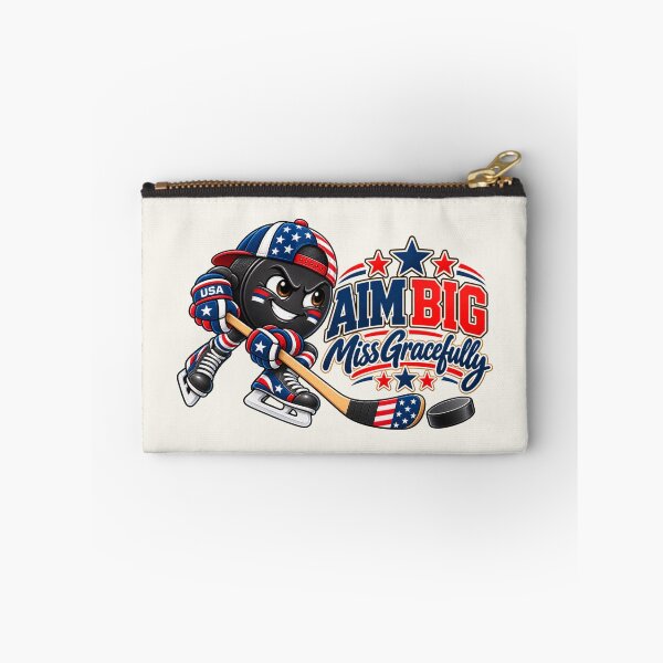 Item preview, Aim Big Miss Gracefully – Funny Patriotic Hockey designed and sold by HO•Designs.