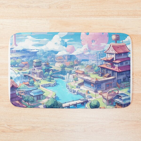 Item preview, Pastel Anime Village Under a Pink Moon designed and sold by bella-rosa87.