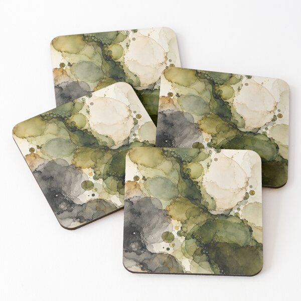 Item preview, Olive Moss & Charcoal Alcohol Ink Abstract designed and sold by newnomads-art.
