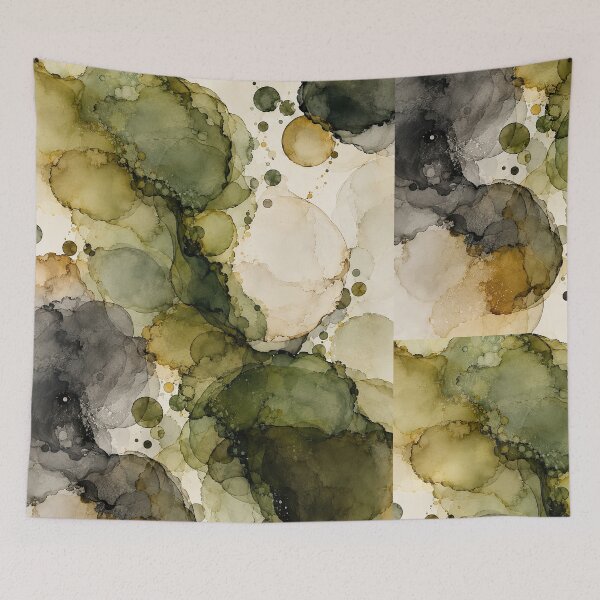 Item preview, Olive Moss & Charcoal Alcohol Ink Abstract designed and sold by newnomads-art.