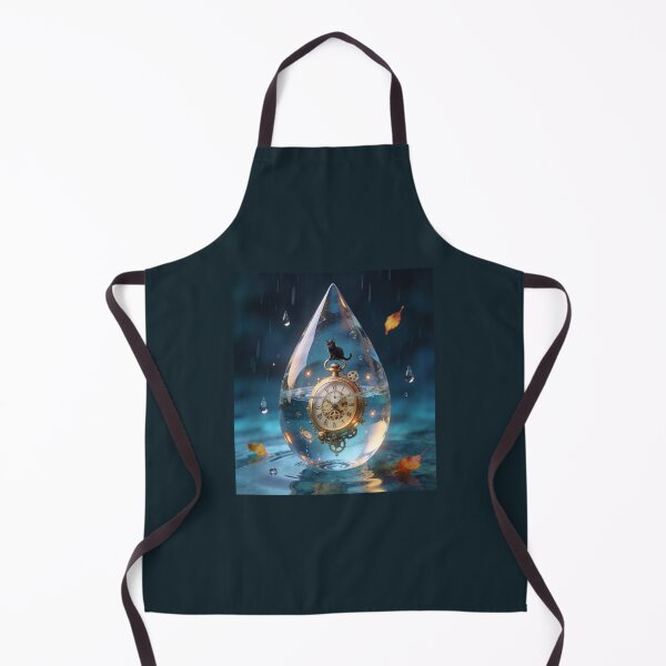 Item preview, Black Cat on Pocket Watch Inside Water Drop Surreal Art designed and sold by OksArtStudio.