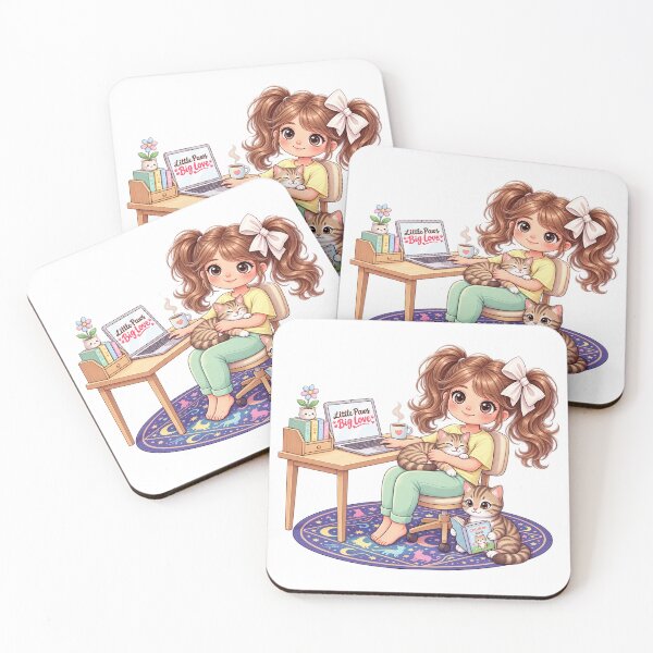 Item preview, Little Paws Big Love Cozy Cat Lover Girl Working from Home Kawaii Art designed and sold by Meluna-studio.