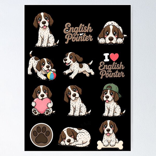 Item preview, Cute English Pointer stickers and apparel design designed and sold by rafaeltto.