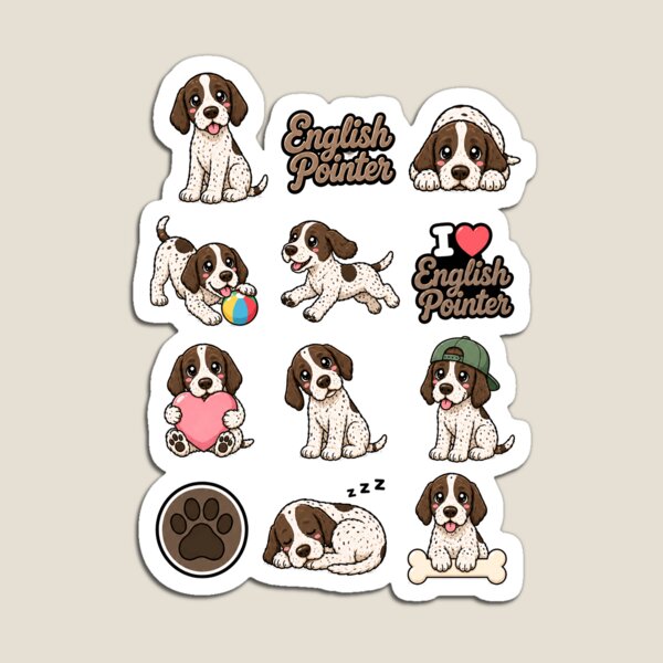 Item preview, Cute English Pointer stickers and apparel design designed and sold by rafaeltto.