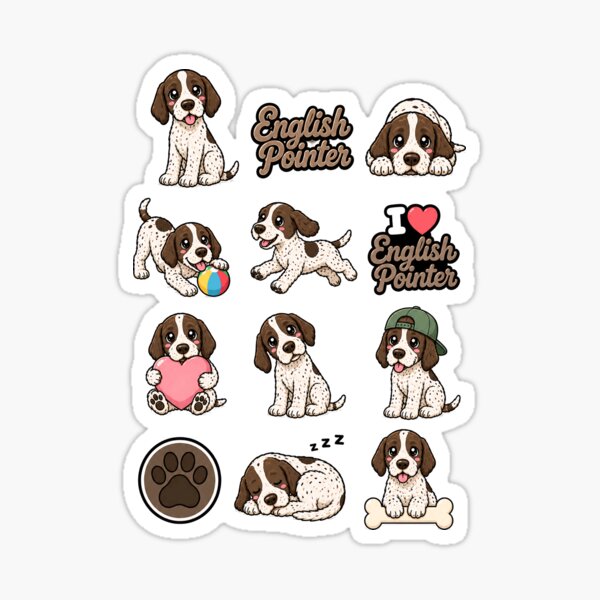 Item preview, Cute English Pointer stickers and apparel design designed and sold by rafaeltto.