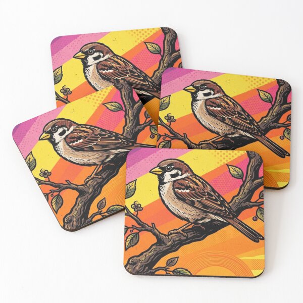 Item preview, Stylized Sparrow – Whimsical Retro Bird Illustration designed and sold by Dogandesighn.