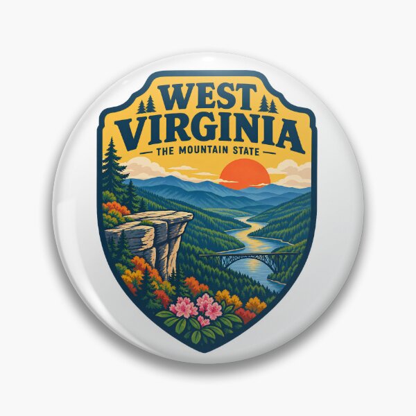 Item preview, Vintage West Virginia The Mountain State Hiking Nature Badge designed and sold by LittleArij.