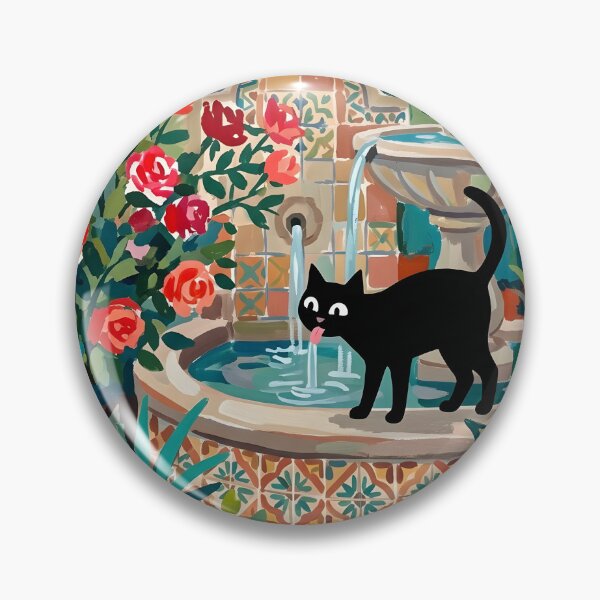 Item preview, Curious Black Cat Drinking Fountain Water Matisse Style Wall Art designed and sold by DuckOddity.