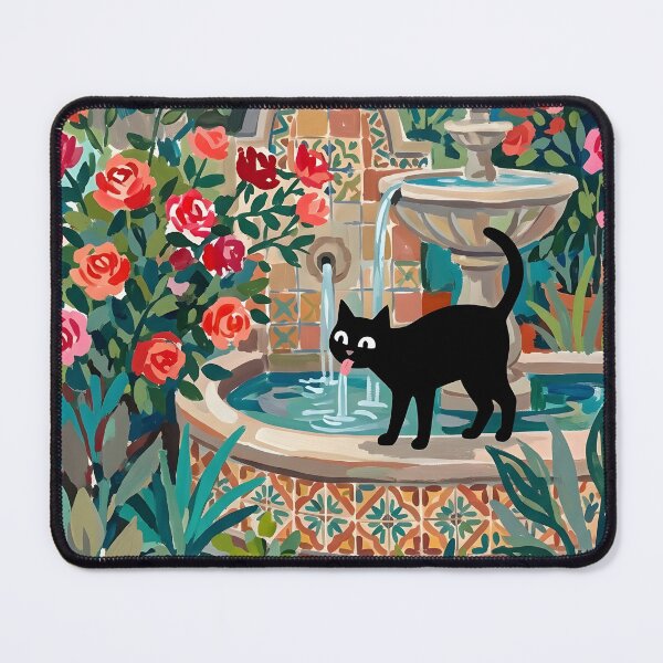 Item preview, Curious Black Cat Drinking Fountain Water Matisse Style Wall Art designed and sold by DuckOddity.