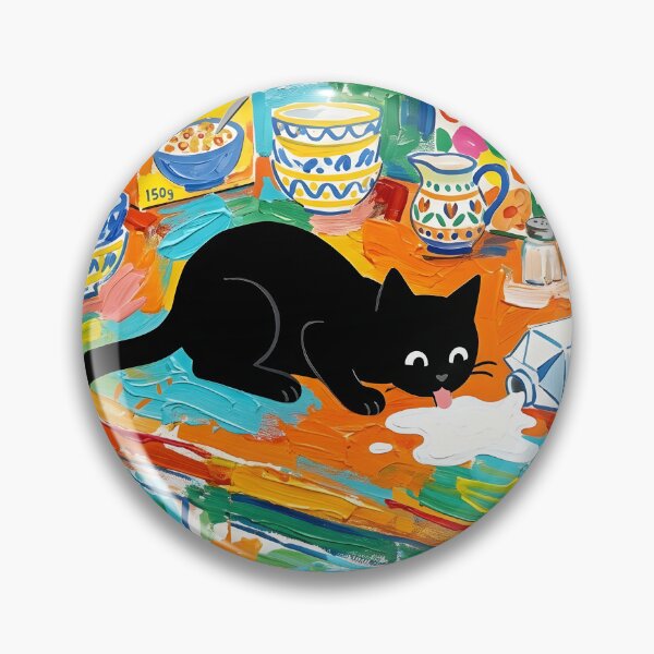 Item preview, Naughty Black Cat Lapping Spilled Milk Matisse Kitchen Art designed and sold by DuckOddity.