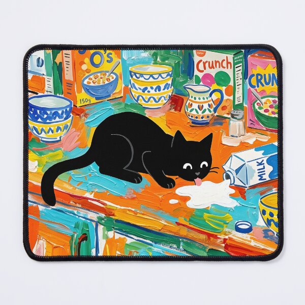 Item preview, Naughty Black Cat Lapping Spilled Milk Matisse Kitchen Art designed and sold by DuckOddity.