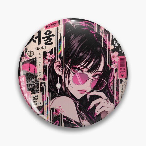 Item preview, Seoul Vibe Cyberpunk K-Pop Aesthetic Girl Collage designed and sold by SeoulVibeStudio.