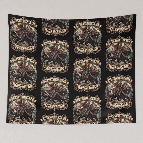 Item preview, Hear Ye Hear Ye The Fun Aunt Has Arrived, Medieval Black Cat Fantasy designed and sold by Glow-Paw-Studio.