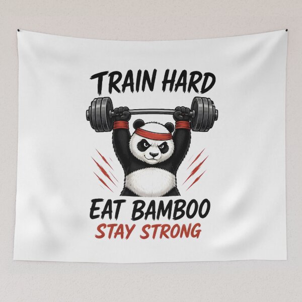 Item preview, Gym Panda Train Hard Eat Bamboo Stay Strong Fitness designed and sold by Pyt27.
