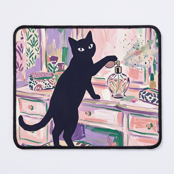 Item preview, Chic Black Cat Pressing Perfume Atomizer Matisse Style Print designed and sold by DuckOddity.
