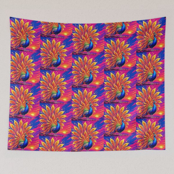 Item preview, Radiant Peacock – Vibrant Sunset Fantasy Illustration designed and sold by Dogandesighn.