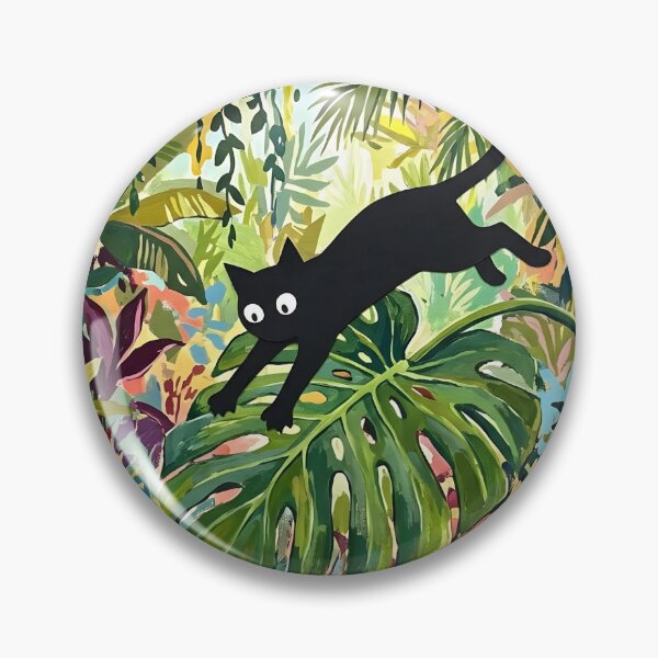 Item preview, Leaping Black Cat Riding Monstera Leaf Matisse Style Wall Art designed and sold by DuckOddity.