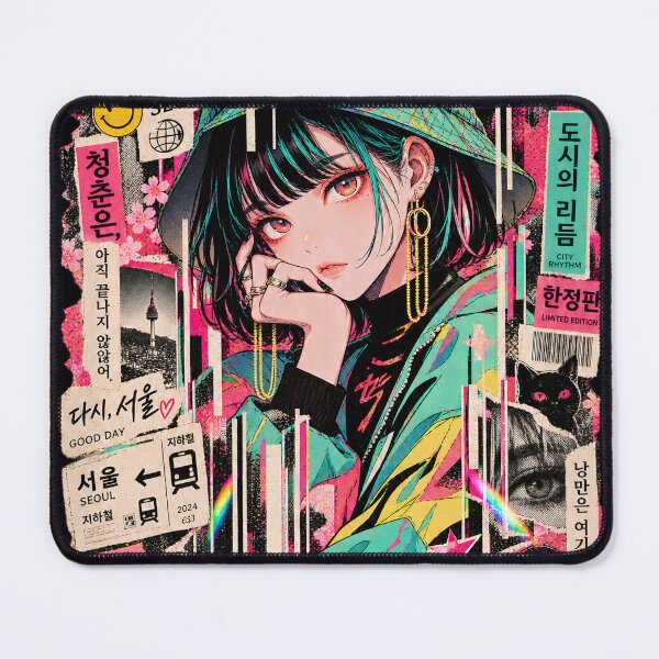 Item preview, Seoul Glitch Vibe Anime Girl Streetwear Collage designed and sold by SeoulVibeStudio.