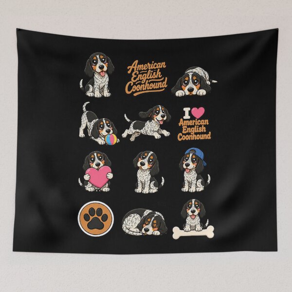 Item preview, Cute American English Coonhound stickers and apparel design designed and sold by rafaeltto.