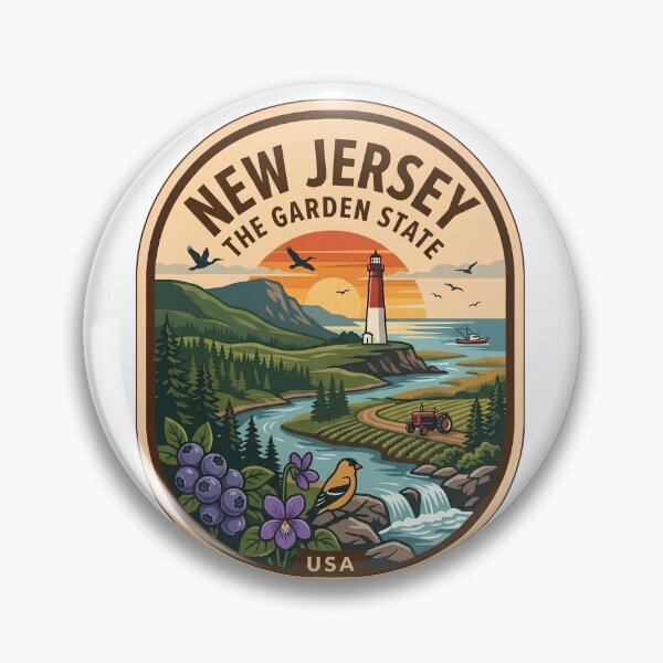 Item preview, Vintage New Jersey The Garden State Lighthouse Coast Badge designed and sold by LittleArij.