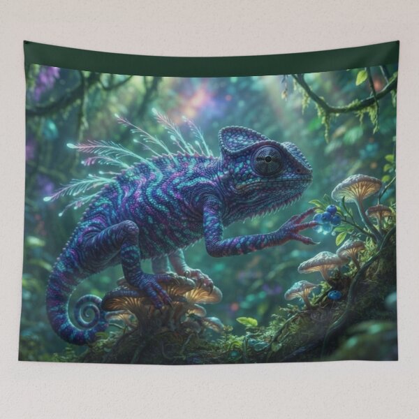 Item preview, Fantastic Chameleon - Cosmic and Luminous Reptile in an Enchanted Forest designed and sold by Malisa345.