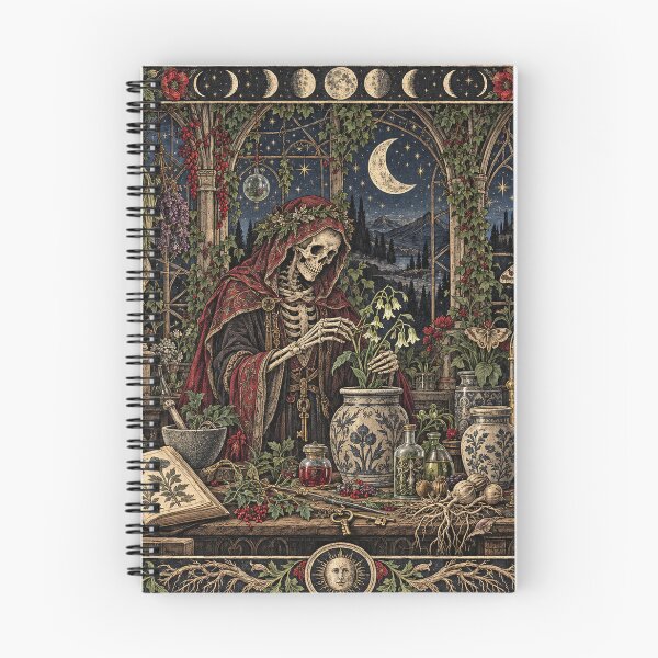 Item preview, The Alchemist’s Greenhouse - Gothic Skeleton Witch Art  designed and sold by Odinsshop.
