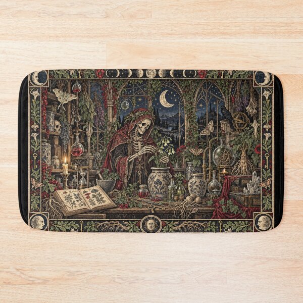 Item preview, The Alchemist’s Greenhouse - Gothic Skeleton Witch Art  designed and sold by Odinsshop.