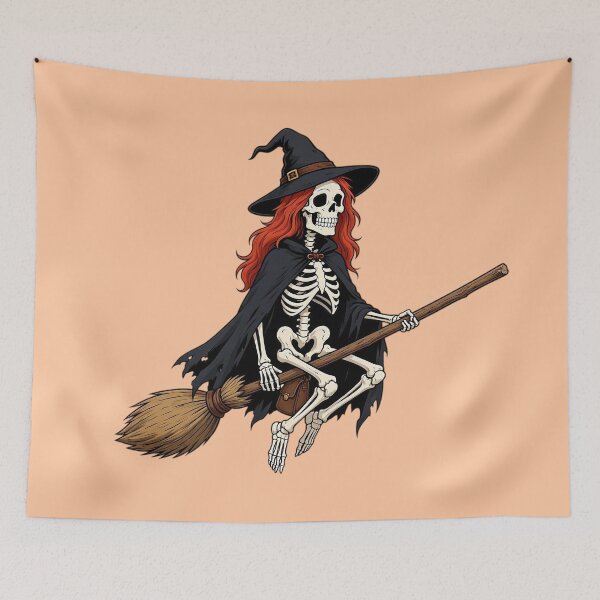 Item preview, Funny Skeleton Witch Flying on a Broom designed and sold by SweetLilith.