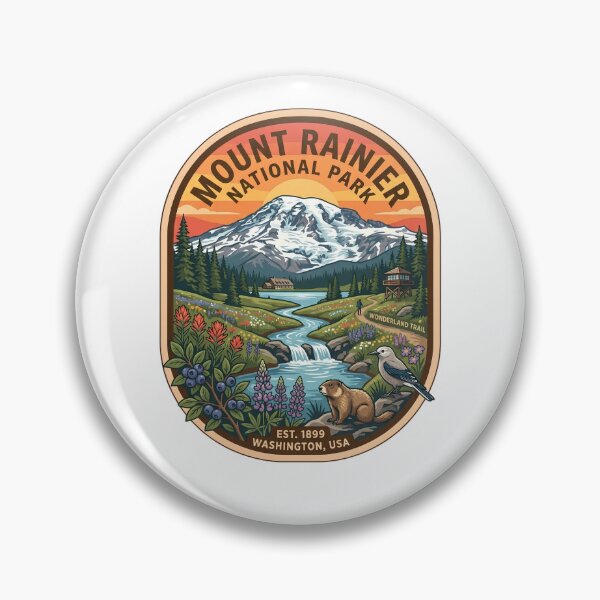 Item preview, Vintage Mount Rainier National Park Washington Hiking Nature Badge designed and sold by LittleArij.