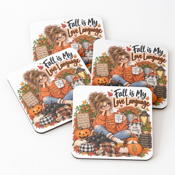 Item preview, Fall Is My Love Language – Cozy Fall Girl & Black Cat designed and sold by CottageGardenCo.