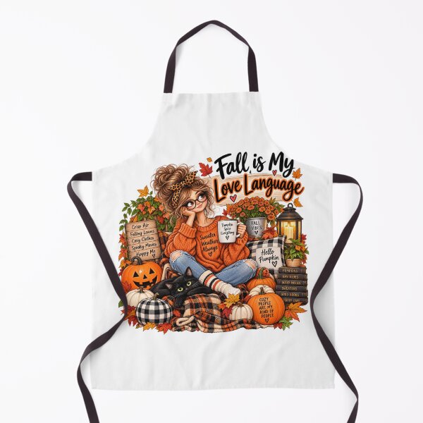 Item preview, Fall Is My Love Language – Cozy Fall Girl & Black Cat designed and sold by CottageGardenCo.