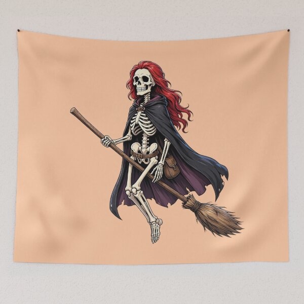 Item preview, Funny Skeleton Witch Flying on a Broom designed and sold by SweetLilith.