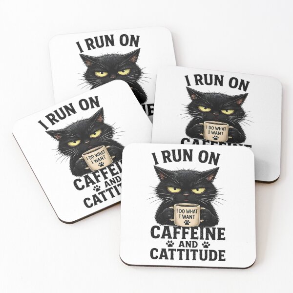 Item preview, Black Cat I Run On Caffeine And Cattitude Coffee Lover designed and sold by Pyt27.