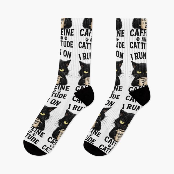 Item preview, Black Cat I Run On Caffeine And Cattitude Coffee Lover designed and sold by Pyt27.