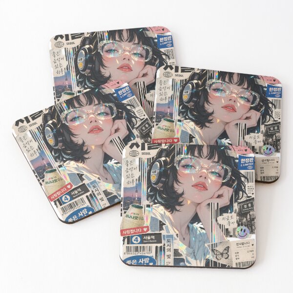 Item preview, Seoul Vibe Aesthetic Girl - Retro K-Pop Collage designed and sold by SeoulVibeStudio.