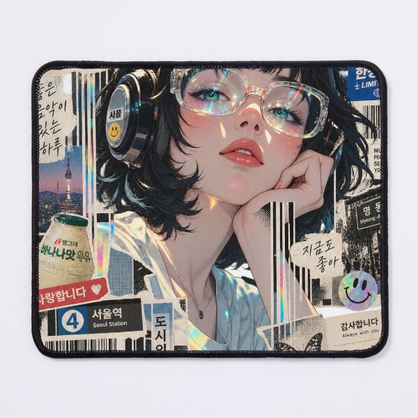 Item preview, Seoul Vibe Aesthetic Girl - Retro K-Pop Collage designed and sold by SeoulVibeStudio.