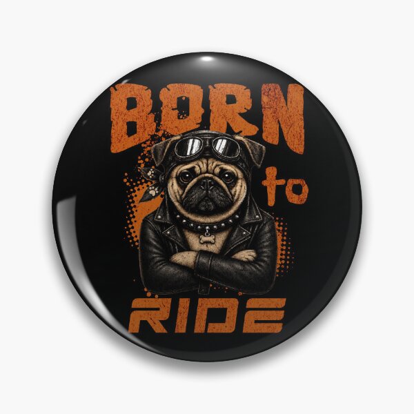 Item preview, Pug Born To Ride - Biker Jacket & Bandana & Goggles designed and sold by PixelsPaws.