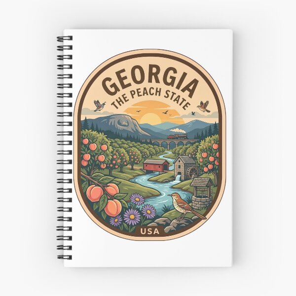 Item preview, Vintage Georgia The Peach State Orchard Landscape Badge designed and sold by LittleArij.