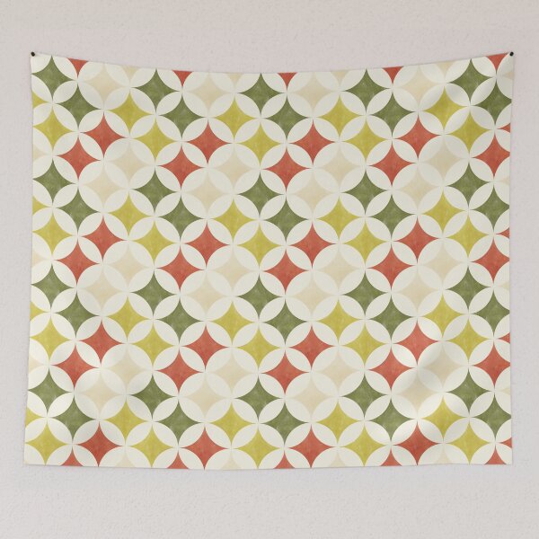 Item preview, Retro Geometric Watercolor Stars in Mustard Yellow, Rust and Olive Green designed and sold by QuestingPixel.